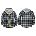 thumbnail image 4 of Mens Flannel Plaid Jacket Sherpa Fleece Lined Winter Warm Hoodies for Men Casual Loose Button Down Buffalo Plaid Hooded Coat Fashion 2022, 4 of 4