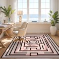 thumbnail image 3 of Design&I 5'x7' Ultra Soft Area Rug, Pink Geometric Abstract Concentric Maze Interlocking Mosaic Border None Fluffy Washable Non Shedding for Bedroom Living Room Home Office, 3 of 7