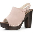 thumbnail image 1 of BLISSFUL STEP Women's Slingback Platform Chunky Heel Sandals Dust Pink (Size 6.5), 1 of 6