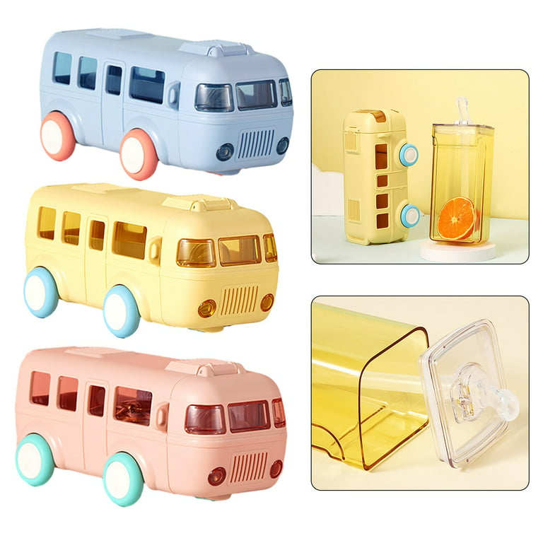 BAMILL Portable Water Cup in Bus Shape, Car Straw Water Cup, Kids