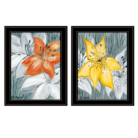 TrendyDecor4U "Lys Tigre" Vignette 2 Pièces par Roey Ebert, Cadre Noir