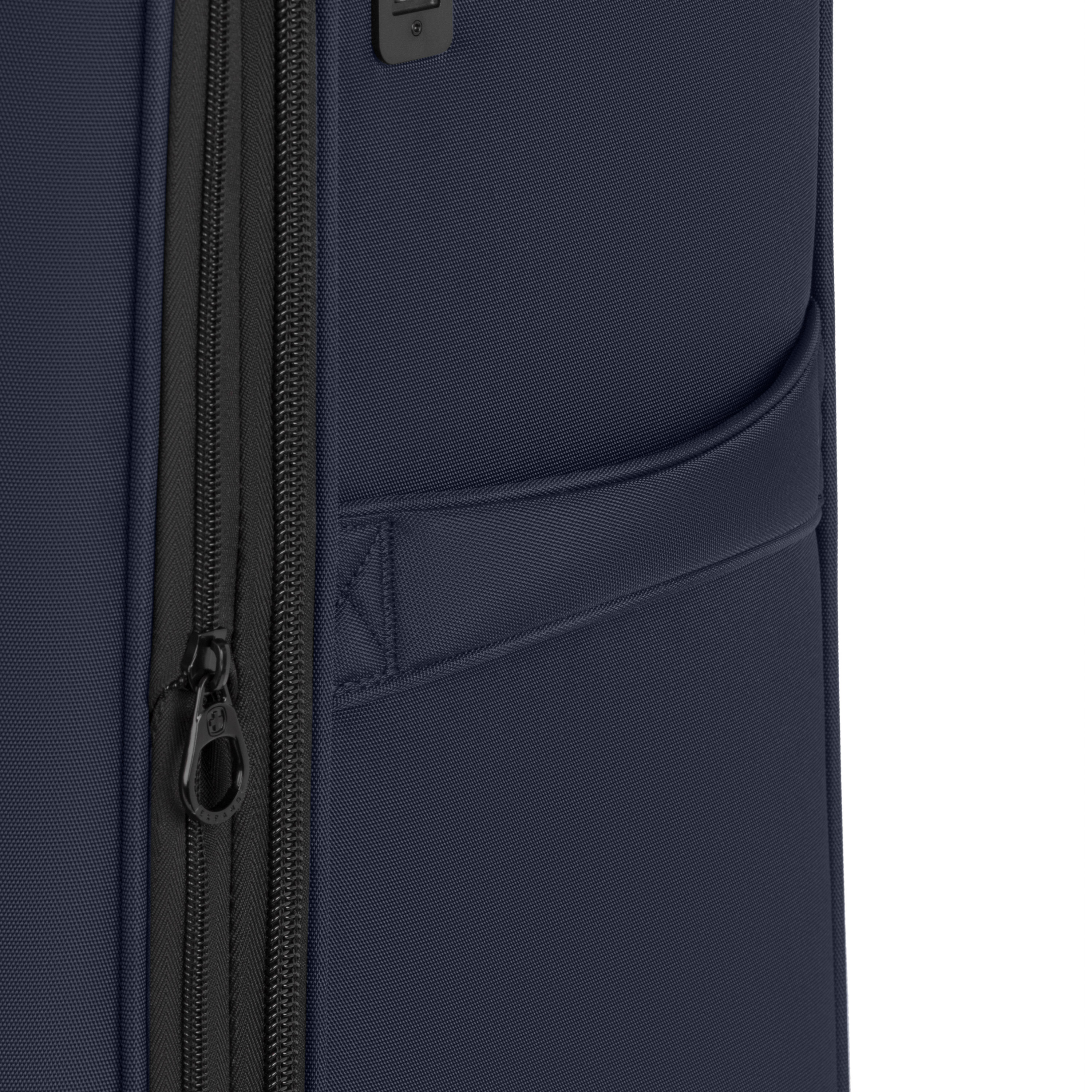 SWISSGEAR Stride Expandable Medium Checked Spinner Luggage, Peacoat Blue, 8 Wheels & Built-in TSA Lock