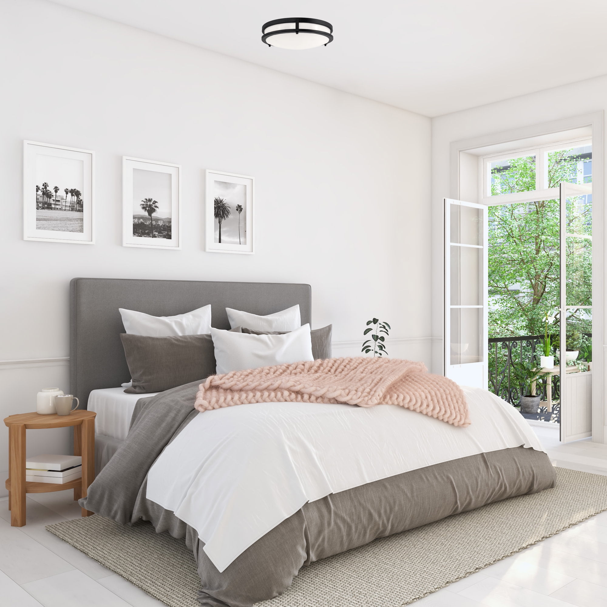 Design House Ripon 14.5" Integrated Dimmable LED Indoor Ceiling Light with Frosted Acrylic, Matte Black