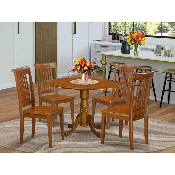 East West Furniture 5  PC  Kitchen  Table  set-breakfast  nook  and  4  Wooden  Chairs