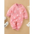 thumbnail image 3 of Arvbitana Infant Baby Girls Boys Easter Sweater Romper Bunny Print Long Sleeveless Knit Playsuit 0-18 M, 3 of 8