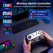 Switch Controller Wireless Compatible with Switch/OLED/Lite Accessories, Wireless Switch Pro Remote for PC/IOS/Android with Turbo Function, Wired PC Game Joystick,Cool Led Light,Programmable - Black