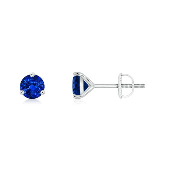 ANGARA Natural Martini-Set Round Blue Sapphire Stud Earrings in 14K White Gold for Women (Size-4mm) | September Birthstone, Anniversary, Jewelry Gift for Women | Natural Blue Sapphire Earrings