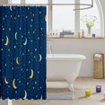 thumbnail image 3 of Manfei Sparkle Stars Print Shower Curtain 72Wx84L,Night Starry Sky Bathroom Shower Curtain,Navy Yellow, 3 of 5