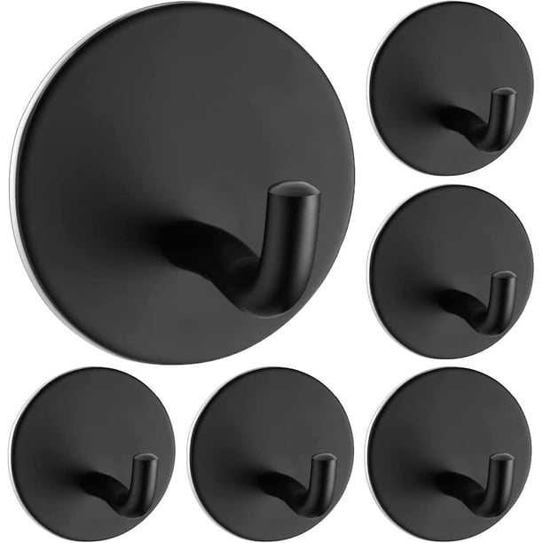 Ganchos autoadhesivos resistentes, paquete de 8 ganchos negros para puerta de baño, oficina, hogar, cocina, ganchos adhesivos para colgar abrigos, toallas, llaves, antioxidantes, impermeables
