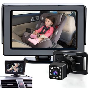 4.3″ Baby Car Monitor – 1080P Clarity & 360° Rotation Camera for Kids in Backseat Easy Setup