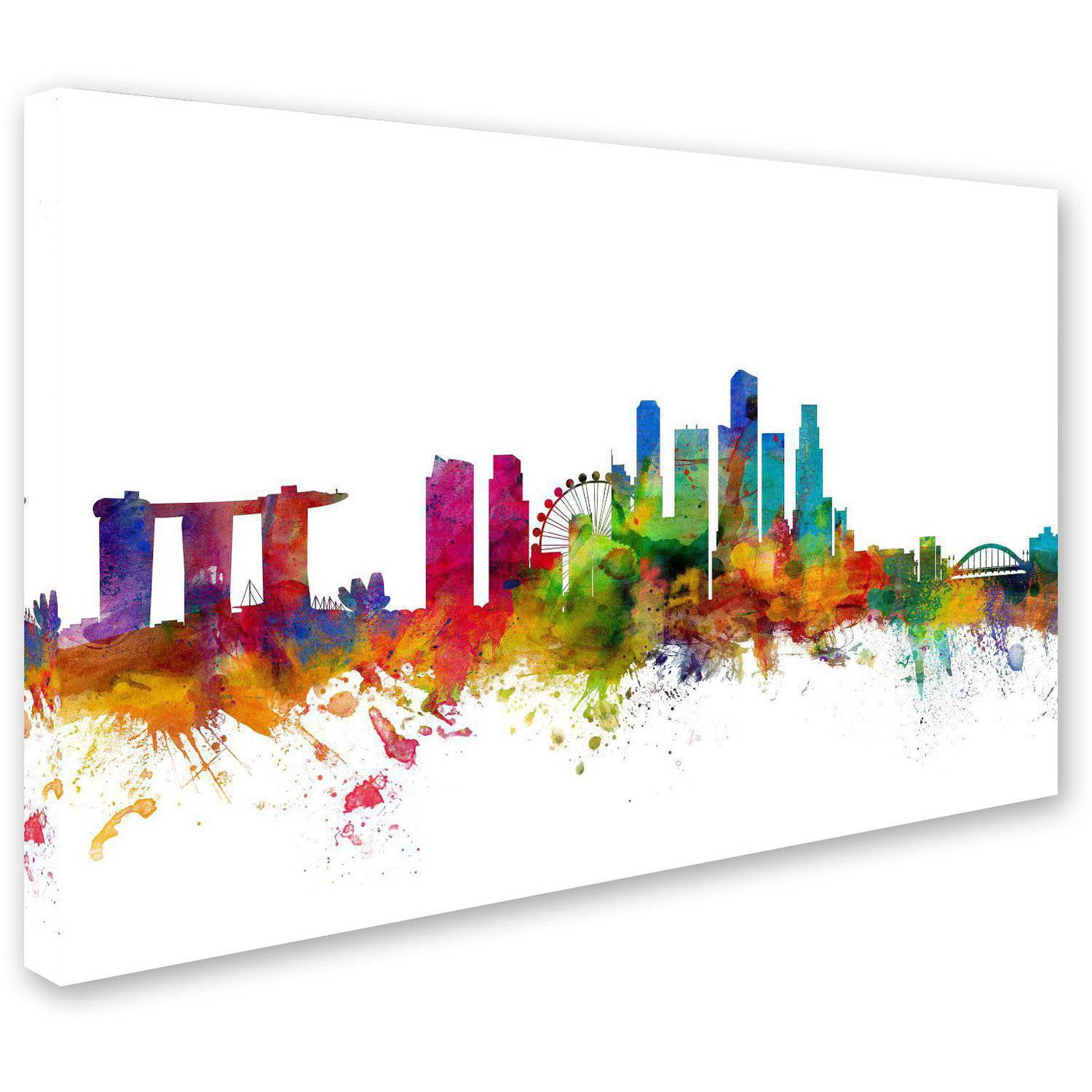 Trademark Fine Art "Singapore Skyline" Canvas Art by Michael Tompsett