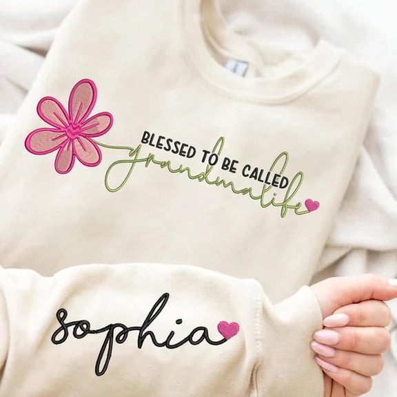 Grandma Sweatshirt, Custom Embroidered Mama Crewneck With Kids Names, Unisex Sweatshirt, LINHKHA