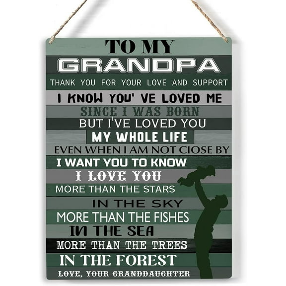 Novelty Grandpa Wood Sign to My Grandpa Thank You for Your Love Wooden Signs Rustic Hanging Plaque Home Wall Art Perfect Grandfather Sign Wall Decor 8x12 Inch