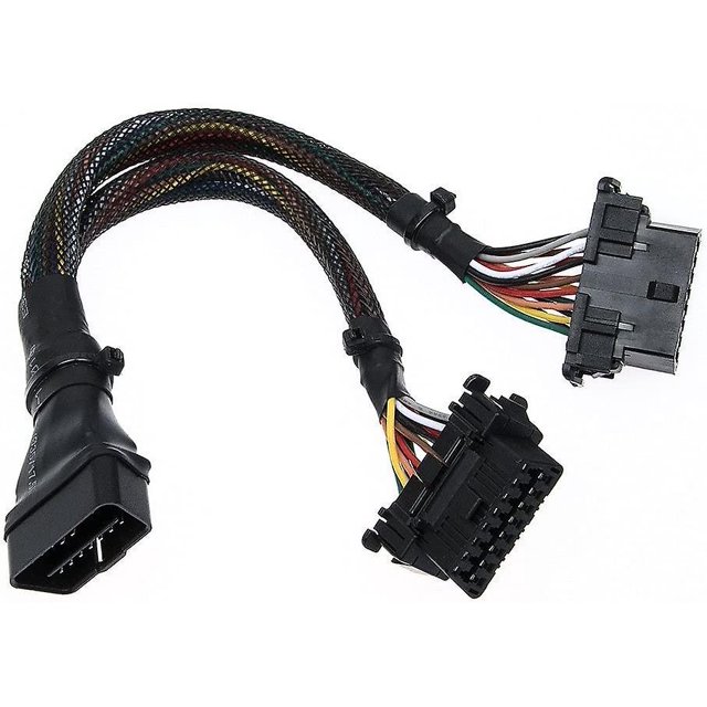 Obd Ii Cable 16 Pin Obd 2 Adaptador divisor Cable de extensión Macho a hembra Dual Y Conector Obd2 Interfaz Línea extendida,11 Feliz Sencillez