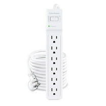 CyberPower B625 6-Outlet Surge Protector with 25' Cord, White