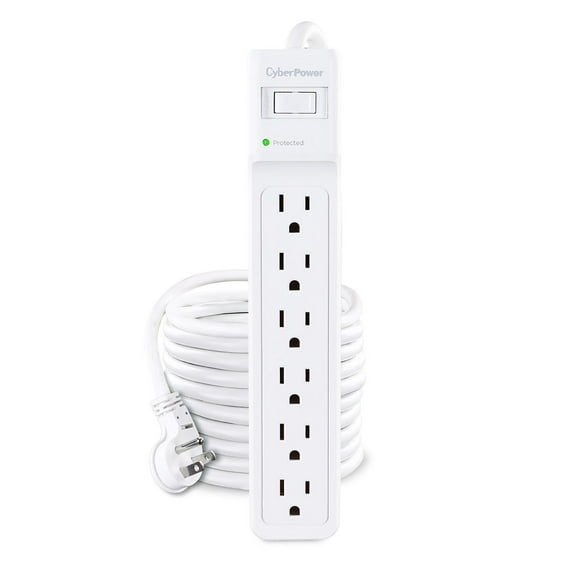 CyberPower B625 6-Outlet Surge Protector with 25' Cord, White