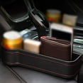 thumbnail image 3 of Leather Car Seat Organizer Multifunctional Front Seat Storage with Cup Holder for Phone Sunglasses Drink Universal Fit, 3 of 4