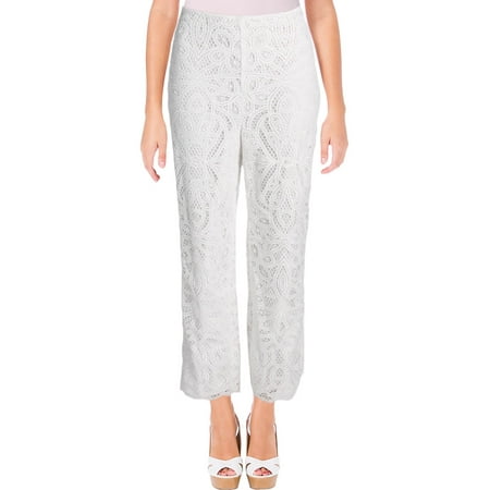 Ralph Lauren White Pants - Lauren Ralph Lauren Womens Leodir Scalloped Lace Overlay Straight Leg Pants