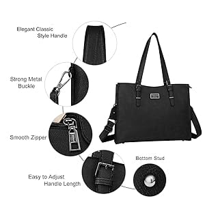 MOSISO Laptop Tote Bags for Women 15.6 inch laptops Curved Waterproof PU Leather Briefcase with Small Pouch