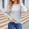 thumbnail image 4 of TIMIFIS Chandails pour Femmes Décontractés à Manches Longues Col Rond Chandail Fleur Automne Hiver Tricot Haut, 4 of 8