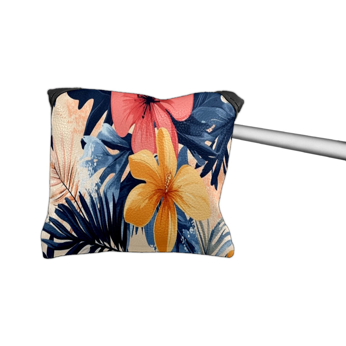 Golf Mallet Putter Cover Premium Leather Waterproof Golf Putter Head Cover with Magnetic Closure Tropical Leaves