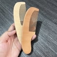 thumbnail image 2 of Peine plano curvo con forma de plátano y mango de madera de haya y melocotón, portátil, para barba y cabello de niños, 2 of 6