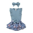 thumbnail image 2 of Lilgiuy Newborn Baby Girl Clothes Stripe Romper Sleeveless Dress Cute Lace Ruffles Bodysuit Toddler Baby Girl Summer Outfits for Family Day (Blue,0-3 months), 2 of 5