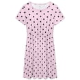 thumbnail image 3 of Black Polka Dots Pink Background Women's Dress Short Sleeve Summer Sundress Summer Women Clothes, 3 of 7