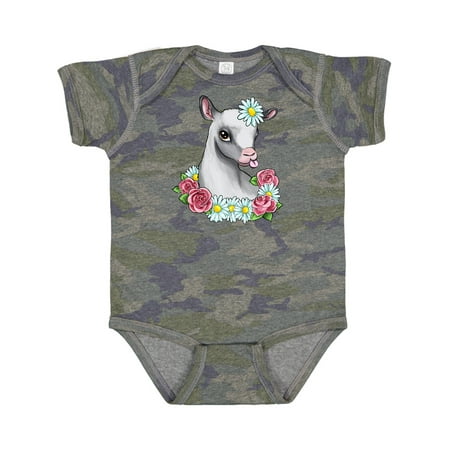 

Inktastic Cute Goat with Roses and Daisies Gift Baby Boy or Baby Girl Bodysuit