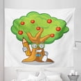thumbnail image 1 of Nerd Tapestry, Smiling Student Apple Tree Glasses Pen Bowtie Cartoon on Plain Backdrop, Fabric Wall Hanging Decor for Bedroom Living Room Dorm, 5 Sizes, Lime Green and Multicolor, by Ambesonne, 1 of 1
