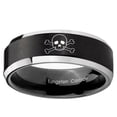 thumbnail image 2 of Skull Design 8MM Beveled Edge Brush Black 2 Tone Tungsten Men Ring, 2 of 2