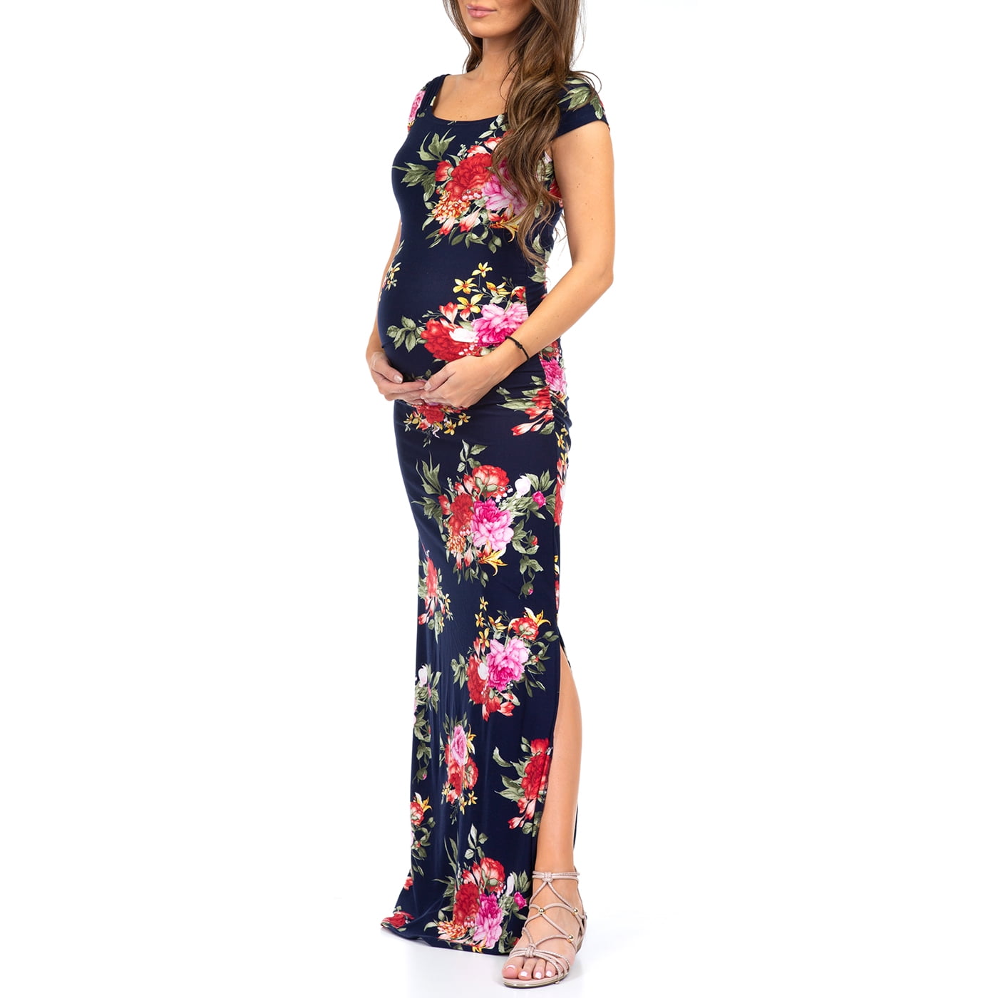 Mother Bee Maternity Ruched Bodycon Maternity Dress for Baby Shower or Casual Wear Made in USA 
