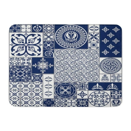 Spanish Rug LADDKE Moroccan Tiles Spanish for Ceramic Middle Ages White Doormat Floor Rug Bath Mat 23.6x15.7 inch ()