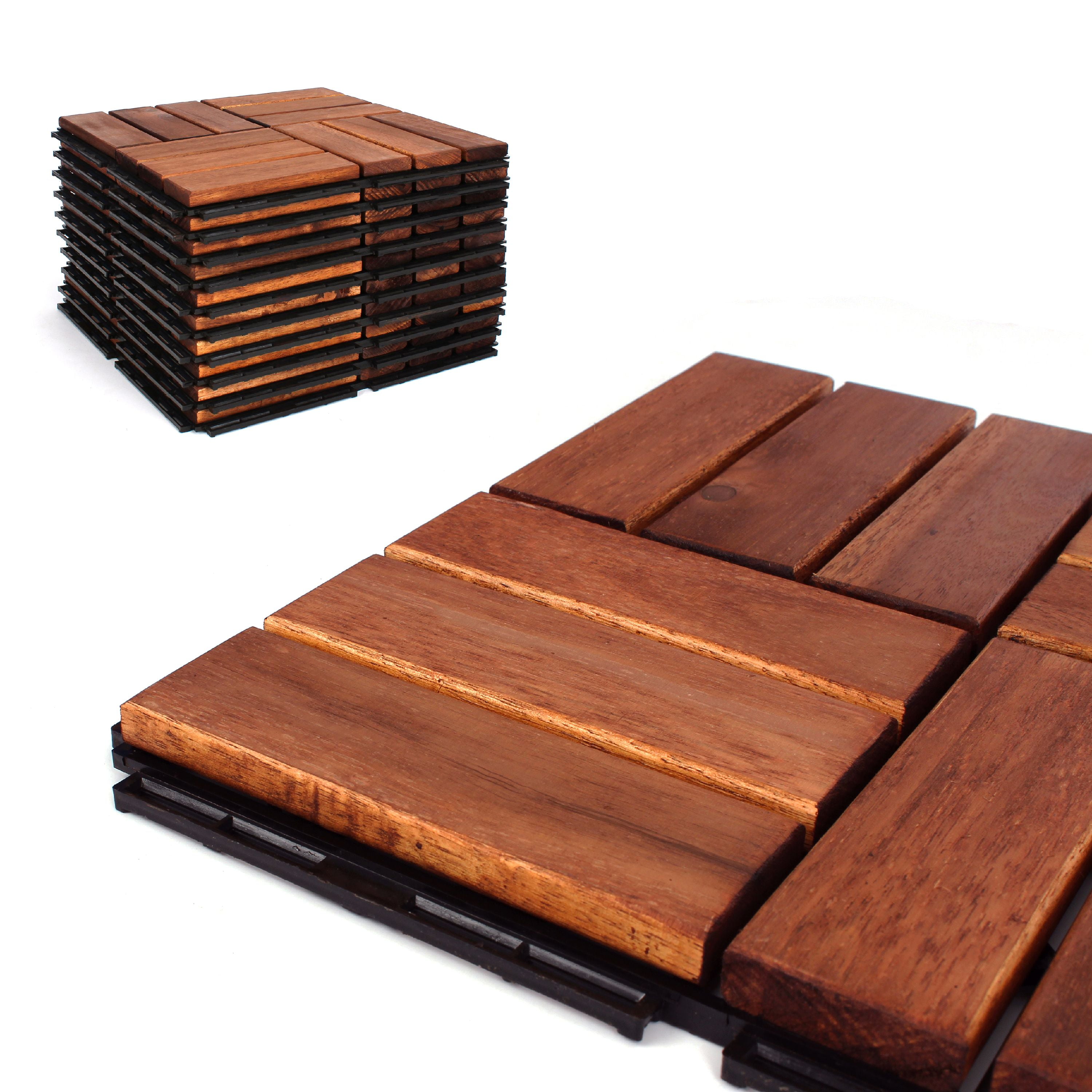 Deck Tiles Patio Pavers Acacia Wood, Wooden Decking Floor Interlocking Tiles
