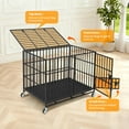 thumbnail image 4 of Heavy Duty Indestructible & Escape-Proof Dog Crate 36 Inch for Large High-Anxiety Dogs Three Door, Heavy Duty Dog Kennel with Lockable Wheels for Large XL XXL Dogs, Easy-Clean Removable Tray Included, 4 of 8