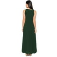 thumbnail image 3 of eloria Women's Georgette Roundneck Casual Summer Pleated A Line Sleevless Long Dress, Color : Bottle Green | Size : L, 3 of 5