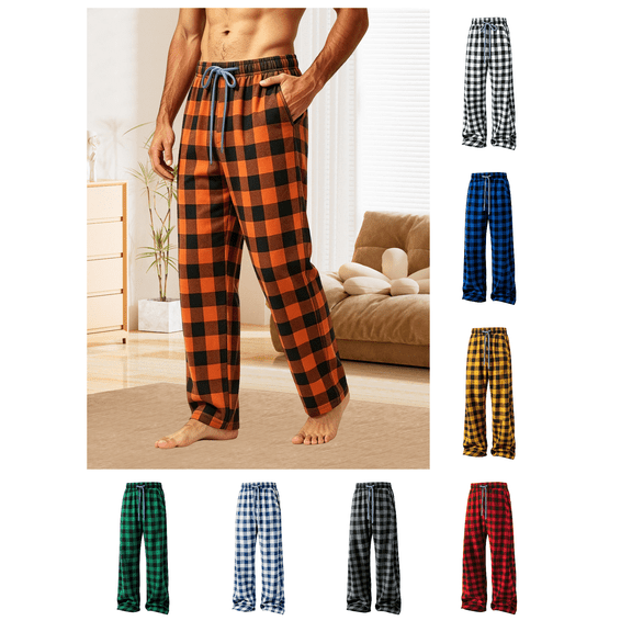 Zynoxe Sweatpants for Men with Side Pockets Elastic Waist Drawstring Trousers Fashioanable Plaid Lounge Pants Oversized Loose Straight Leg Pants Mens Lightweight Sweatpants