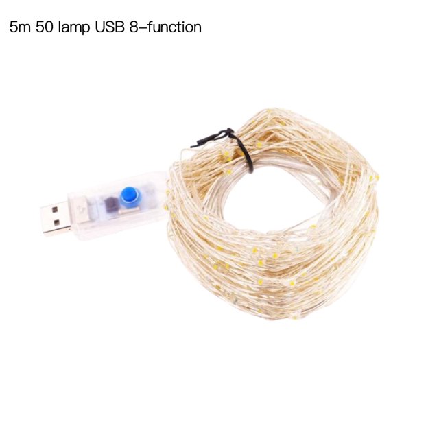 Cadena de luces LED Impermeable Alambre de cobre Jardín Patio Cortina Festival de Navidad Decoración Lámpara 5m USB 8 modos Kearding HA8761-09B
