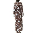 thumbnail image 5 of Hooded Robes for Womens Full Length Christmas Robe Soft Cozy Terry Cloth Plush Long Spa Bathrobe Fluffy Night-Robe, Khaki, L, 5 of 6