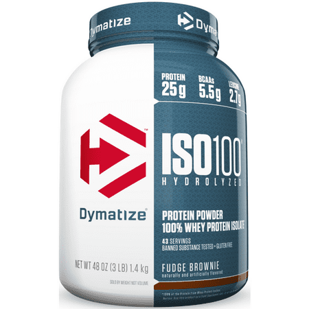 Dymatize ISO 100 Hydrolyzed 100% Whey Protein Isolate Powder, Fudge Brownie, 25g Protein/Serving, 3