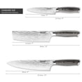 thumbnail image 5 of Hecef 3-Piece Knife Set With Laser Damascus Pattern, Ergonomic Handle, 8" Chef Knife, 7" Santoku Knife, 5" Utility Knife, 5 of 10