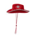 thumbnail image 6 of RUINIXCW Women Cowboy Hat Shinny Rhinestone Star Cowgirl Hat Wide Brim Diamond Felt Western Hat Wedding Music Carnival Dress-up Party Costume Accessories, 6 of 8