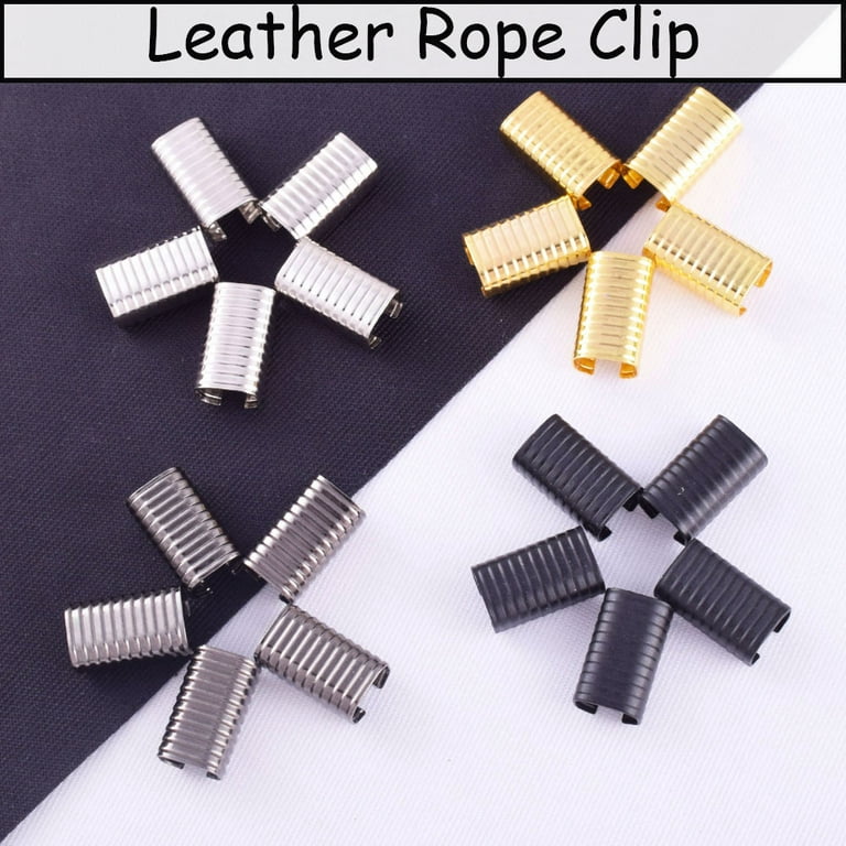 Leather Rope Clip Crimping Cord String Metal Fastener Cord Clamp 3/4 inch Adjustable Fold Over Crimps End Cap for Leather Cord DIY Making 20mm 120pcs