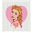 thumbnail image 3 of Ambesonne Pin up Girl Shower Curtain, Smiling Blonde Girl, 69"Wx75"L, Multicolor, 3 of 3