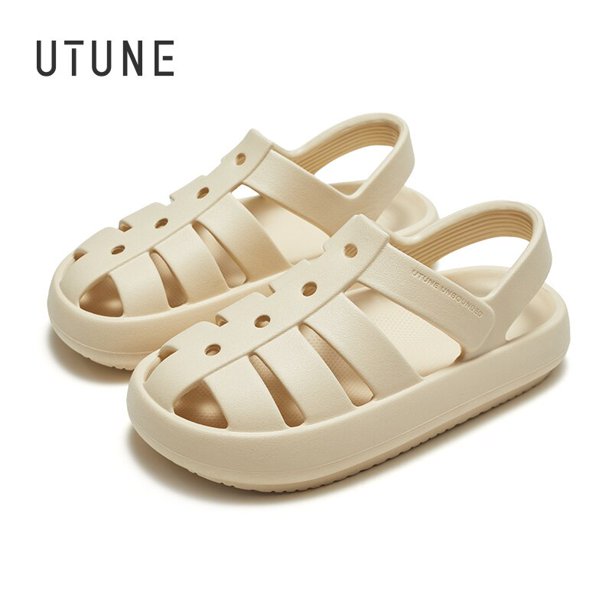 Sandalias romanas UTUNE para mujer, hombre, pareja, zapatos de playa al aire libre, verano, cojín grueso, transpirable, antideslizante, plataforma, sandalia blanca qym unisex