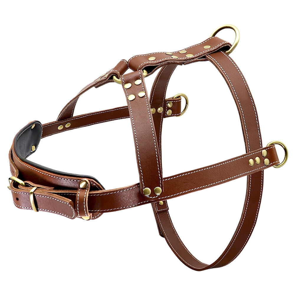 Didog Genuine Leather Dog Harness Strong Pulling Sledding Vest for Training Heavy Duty