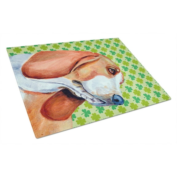 Caroline's Treasures Basset Hound St. Patrick's Day Shamrock Portrait Glass Cutting Board Large