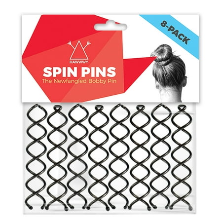 Spiral Bobby Pins | 8-PACK | Spin Pins | The NEW way to Bobby Pin Hair | Black Bobby Pins | Twist Screws | Bun Maker | Hair Pin for Women | Updo Hair Accessories | Messy Bun | Screws | Perfect (Best Type Of Hair For Senegalese Twist)