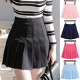 thumbnail image 2 of Girls Women High Waisted Plain Pleated Skirt Skater Tennis School Uniforms A-line Mini Skirt WithPink Skirt Pants2XL, 2 of 5