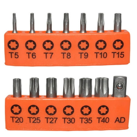 

14 Pcs Set 25mm Torx Screwdriver Bits with Hole T5-T40 Electric Screw Driver